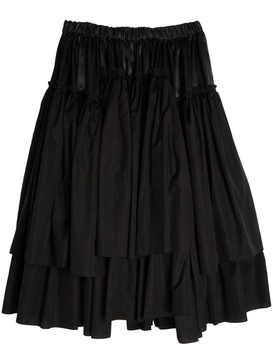 ruffled cotton satin skirt