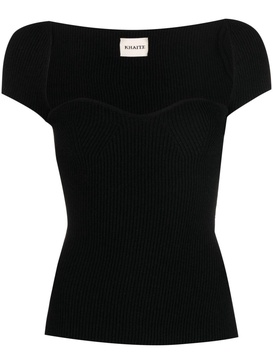 sweetheart-neck knitted top