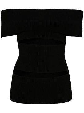 Black Knitted Cut-Out Top