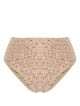 high-waist smocked bikini bottoms