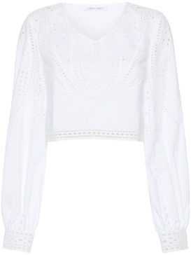 broderie-anglaise cropped blouse