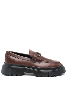 H619 logo-plaque leather loafers