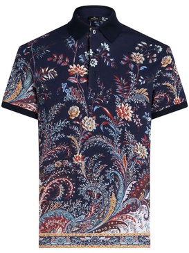 floral-print cotton polo shirt