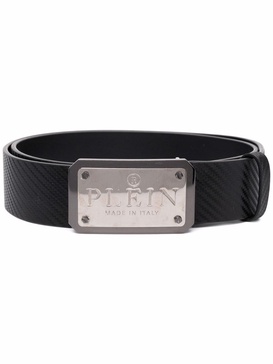 logo-buckle leather belt