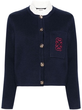 detachable-collar embroidered cardigan