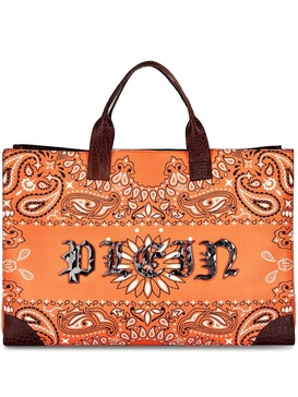 logo-print cotton tote bag