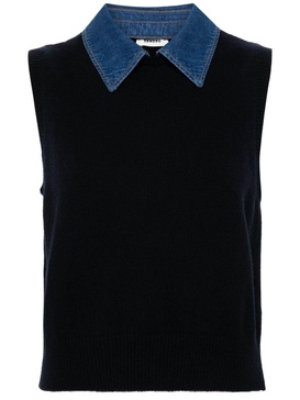 detachable-collar knitted top 