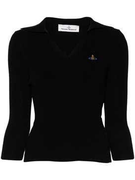 Orb-embroidered polo jumper