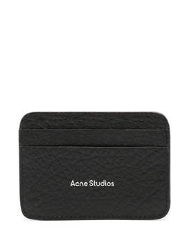 logo-print leather cardholder