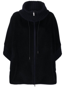 high neck zip-up virgin wool coat