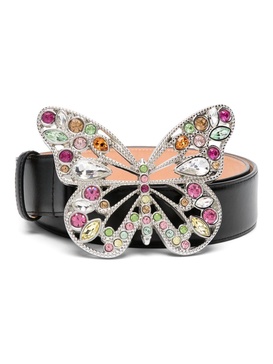 butterfly-buckle leather belt