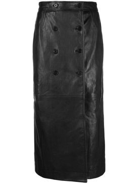 pencil leather midi skirt