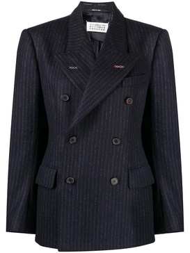 pinstripe double-breasted wool blazer