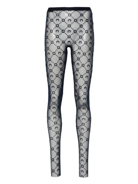 Moonogram-flocked mesh tights