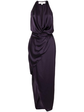 asymmetric halterneck silk dress