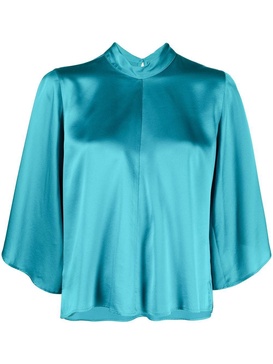 three quarter-sleeved satin blouse