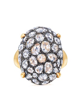 18kt yellow gold rose cut diamond oval bombe cocktail ring