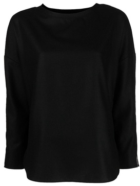 wide-neck long-sleeved blouse 