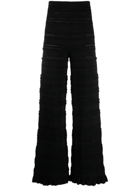 pointelle-knit straight-leg trousers