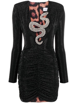 crystal-embellished ruched minidress