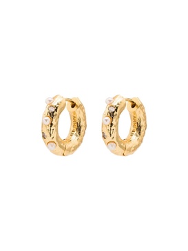 18kt gold-plated pearl-embellished hoop earrings