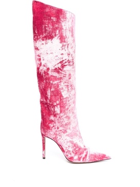 stiletto-heel velvet boots