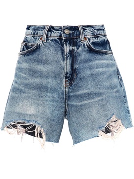 acid-wash denim shorts