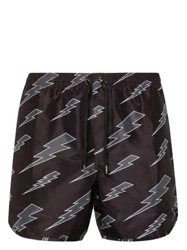 lightning-print swimming trunks