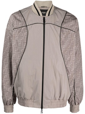 monogram-print panelled bomber jacket