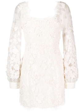 floral lace-embellished minidress