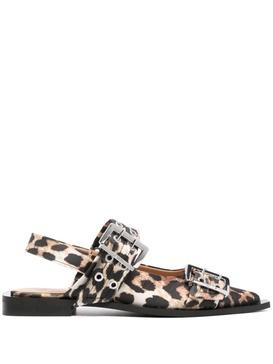 leopard-print satin ballet flats