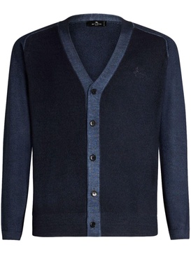 Pegaso-embroidered wool cardigan