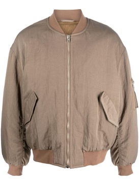 zip-up crinkled bomber jacket