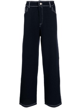 contrast-stitching denim-effect trousers