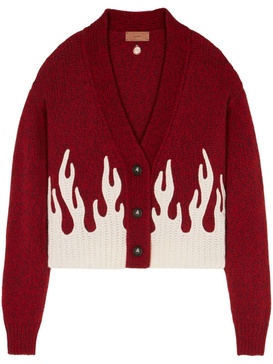 flame-motif cropped cardigan