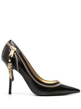 zip-detailing leather pumps