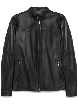 mock-neck biker jacket