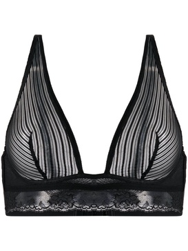 stripe mesh soft cup bra