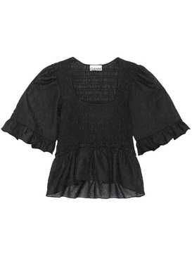 Crinkled Georgette Smock Blouse