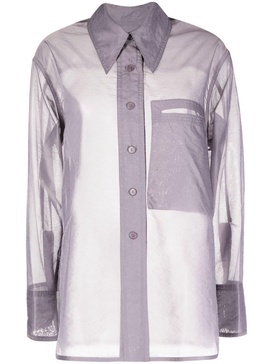 sheer point-collar shirt