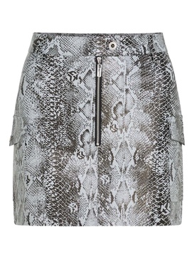 snake-print faux-leather mini skirt