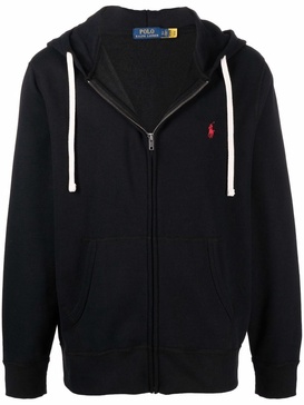 embroidered-logo zip-up hoodie