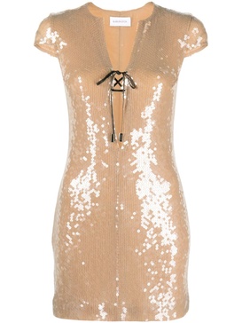 Neutral Solaria Sequin Embellished Minidress