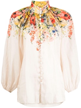 Alight floral-print linen blouse