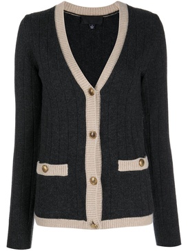 contrast-border rib knit cardigan