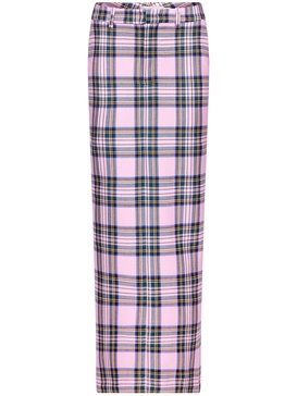 checked wool midi skirt