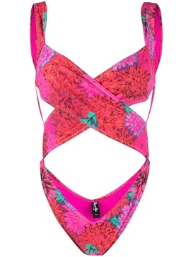 exotica-print crossover-straps one-piece