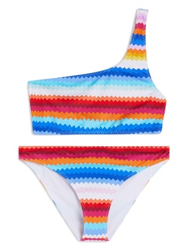 zigzag-print one-shoulder bikini