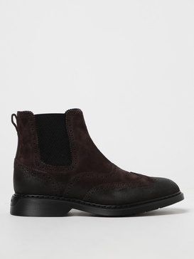 Hogan H576 ankle boots in suede with swallowtail brogue pattern