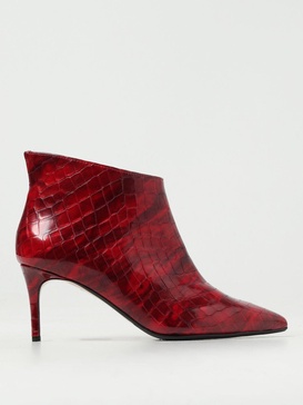 Anna F. crocodile print brushed leather ankle boots